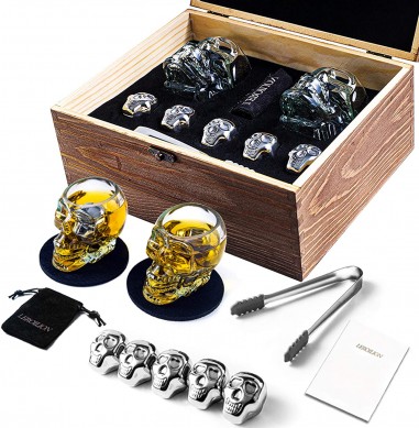 Stainless Steel Skull Whiskey Stones Handcraft Skull Whiskey Salamin Regalo Para sa Anibersaryo