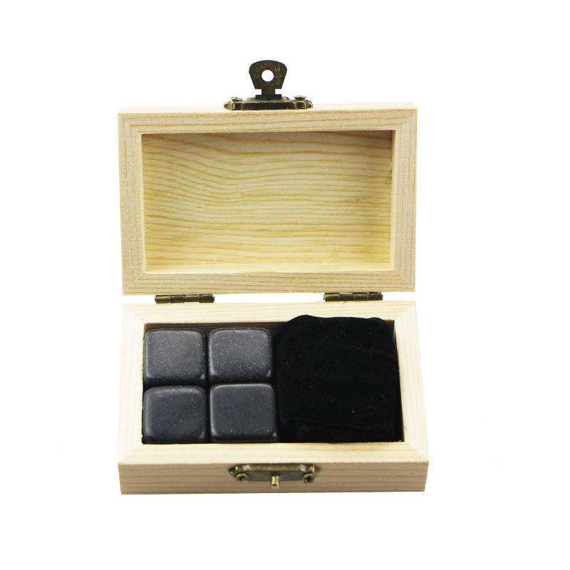 18 Years Factory Cooking Lava Stone - Hot selling chilling stone set Log colour whiskey gift wooden box 4pcs of Mongolia Black whiskey stones with 4 Stones and 1Velvet Bag small stone gift set ...