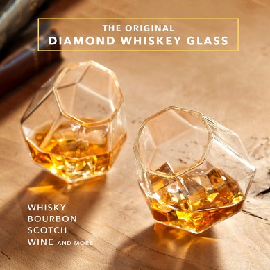 Glassware Diamond Whiskey Glasses Lead Free Crystal Clear Glass in Luxury Gift box