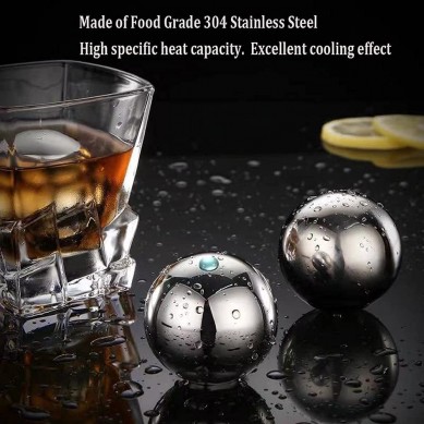 Κορυφαίος πωλητής Amazon Whisky Stones Stainless Steel Ice Cube Metal επαναχρησιμοποιήσιμες μπάλες