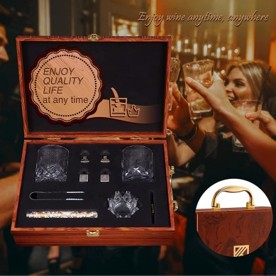 Acero inoxidable Whisky Stones Whisky Glass Whisky Bourbon Wine Gift Set para hombres