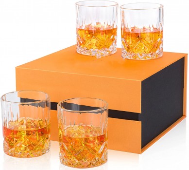 Crystal Whiskey Glasses Set Rocks Glass Tumbler for Scotch Irish Whisky Best Lowball Glass