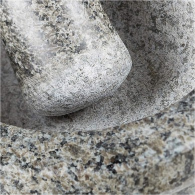 17 cm Diameter grey Granit Mortar and Pestle Polished granite stone