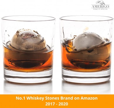 Whiskey Stones Set of 2 Stainless Steel Ice Balls Bar Accessories Whiskey Gifts for Men