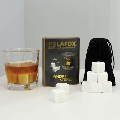 Whiskey Stones Chilling Ice Cubes 100% Pure Soapstone For Wine Gift in gift box