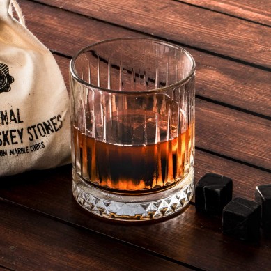 Whisky Gift Set Large Old Fashioned Whisky Glass 12pcs Whiskey Stones with Pouch Gift Box