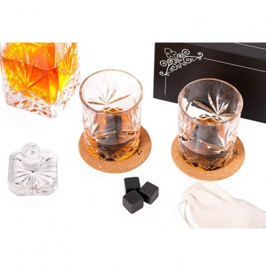 JIM BEAM Whiskey Decanter Set Luxury Whiskey Gift Set with 2 Whiskey Glasses Whiskey Stones  Gift Box