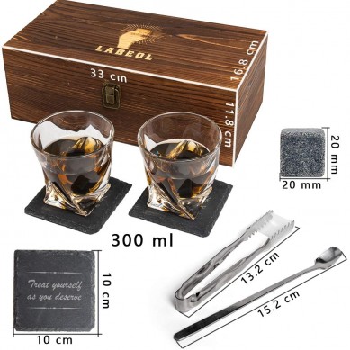 Whisky Stones and Glasses Gift Set Whisky Whisky Rock Glasses Slate Coasters Christmas  Gifts