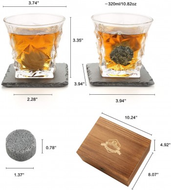 Whiskey Glass Set Granite Chilling Whiskey Rocks Scotch Bourbon Whiskey Glass Gift Box Set