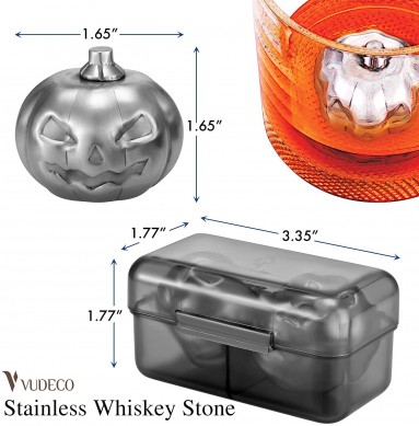 large size stainless Pumpkin whiskey stones set custom design metal chilling stones