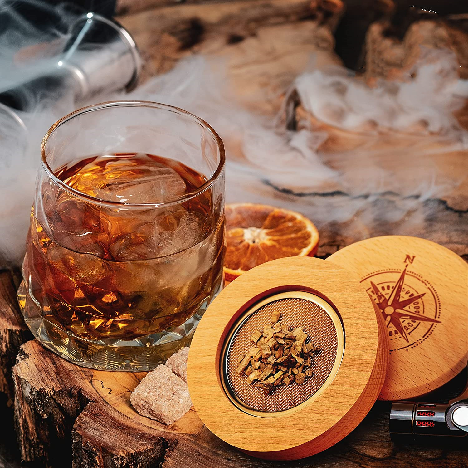 Cocktail Smoker Kit Ceramics Whiskey Smoker Kit Old Fashioned Smoker Kit With Skull-Shaped Smoke Infuser For Father Husband