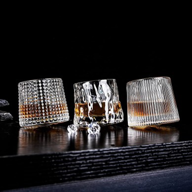 Crystal Whiskey Glasses Big Size Rotatable Drinking Bourbon Glasses Tumbler For Scotch  Cocktails, Coffee  Father’s Day Gift