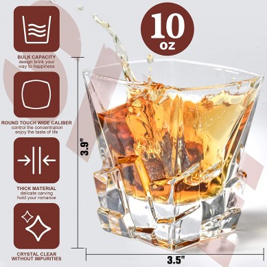 Premium Set For Good Drinks Heavy whiskey rocks glass gift set by reused ice cube stone