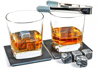 Whiskey Stones Bourbon Glasses Gift Box Drinking Stones wine gift for Father’s Day