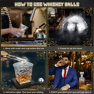 FDA Whiskey Decanter Twisted Whiskey Glasss Whiskey stone Balls wine gift set