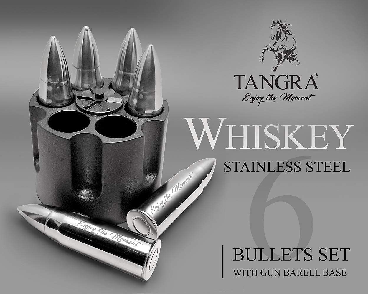 6 pcs Ice Cube Set Whiskey Bullet Stones Stainless Steel Chilling