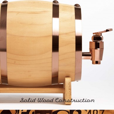 Wood Whiskey Barrel Dispenser for Serving and Entertaining Table Home