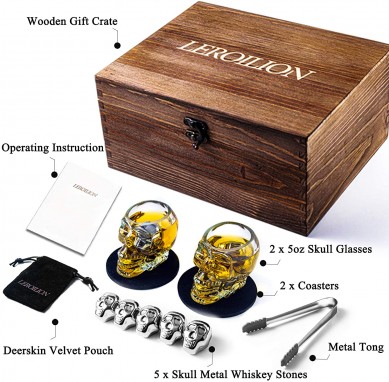 Stainless Steel Skull Whiskey Stones Handcraft Skull Whiskey Glasses Gift For Anniversary