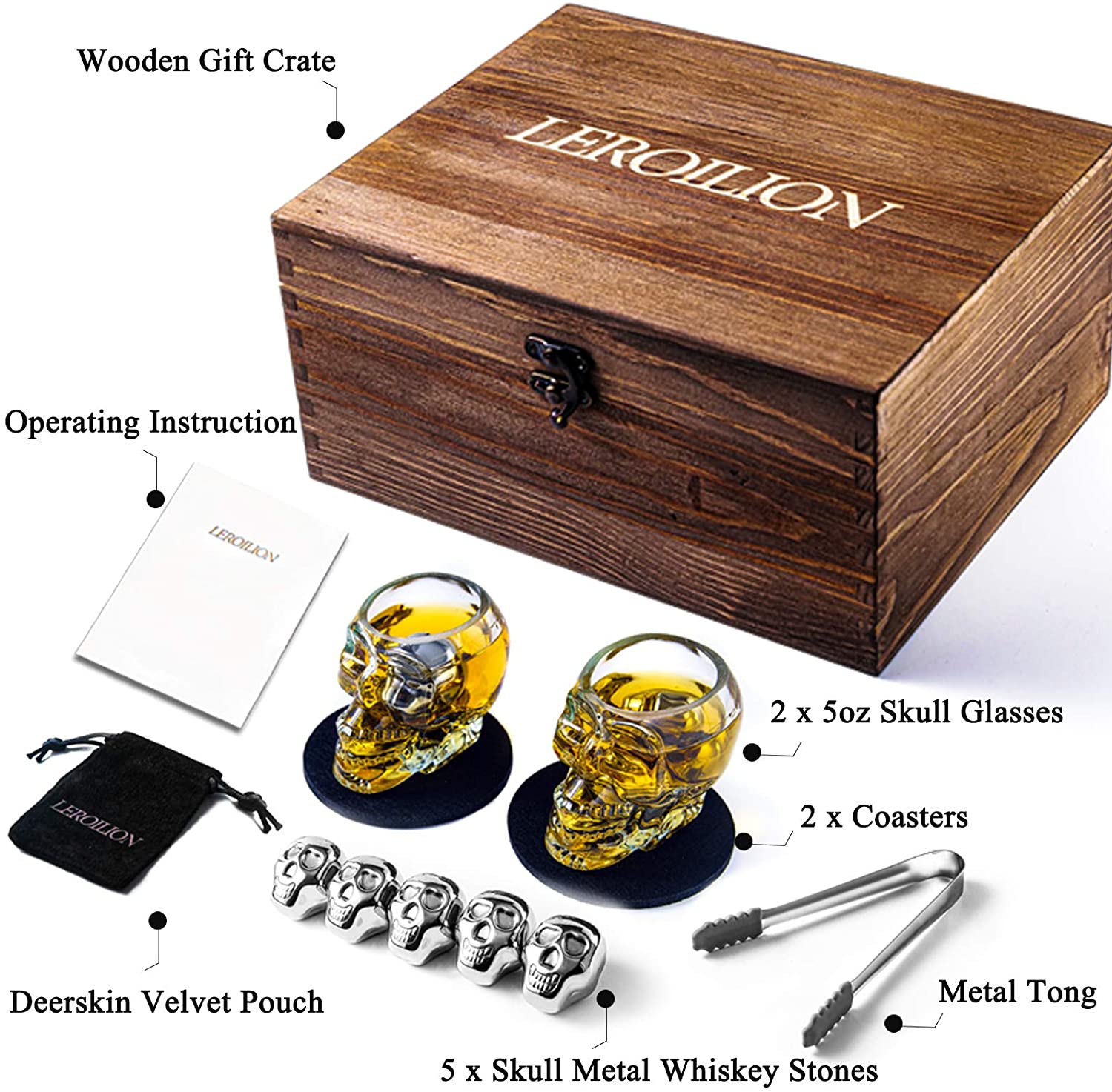 Skull Whiskey Stones Stainless Steel