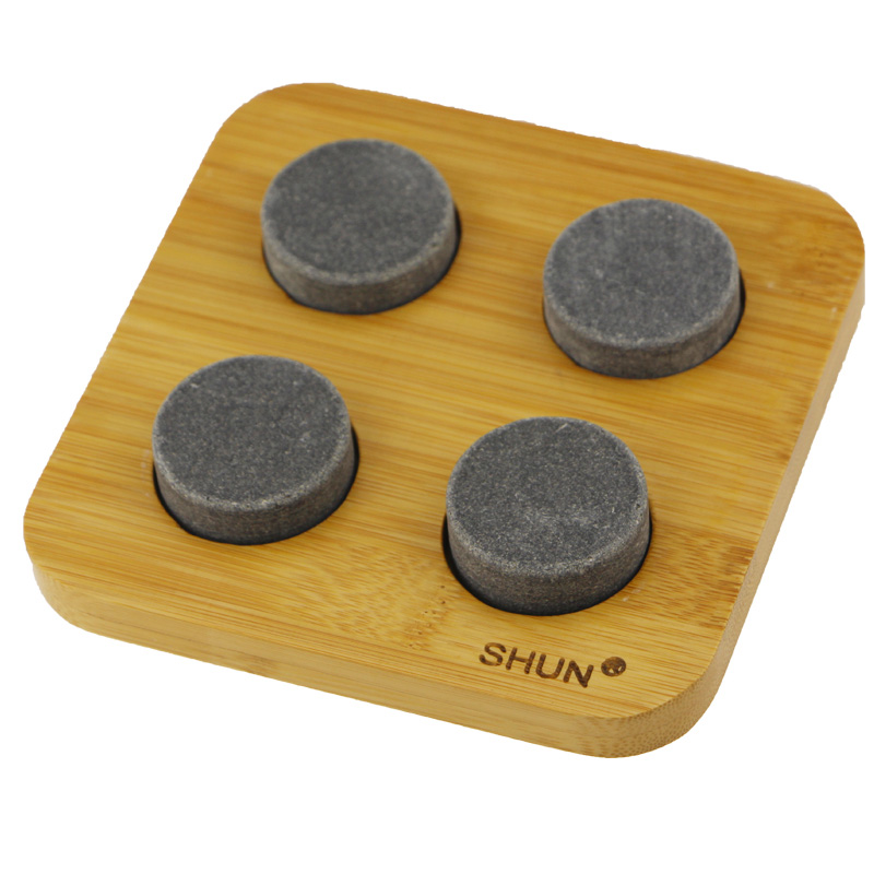 Good quality Granite Cooking Stone - 4 pcs of big Whiskey Stones Gift Set Premium round ice cube Rocks in Elegant Wooden Tray – Shunstone