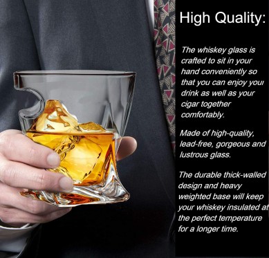 Amazon top seller Old Fashioned Whiskey Glass Tumbler With Holder twisted cigar glass