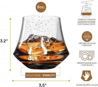 Whiskey Glasses Set stainless steel Whiskey Stones Gift Set for Men with Crystal Bourbon Whiskey Glasses Gift Set