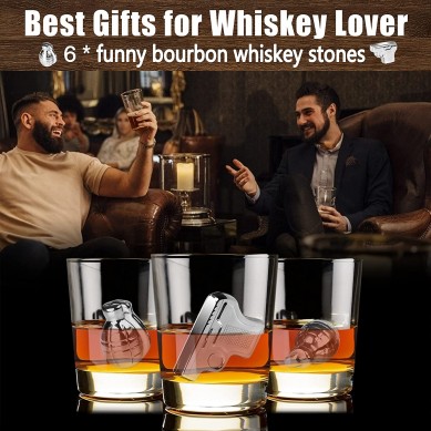 Reusable Stainless Steel Whiskey Stones for Drinks gun and bomb Shaped Set