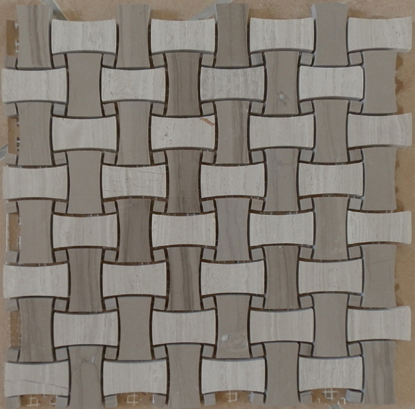 Hot-selling Grey Marble - Prefab marble basket mosaic pattern ,stone mosaic for interior walls marble mosaic travertine tiles emperedor  – Shunstone