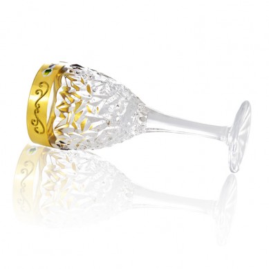 New Painted Gold Enamel Flower Crystal Engraved Goblet Glass Decanter Tequila Liquor Glass Bottle For Whiskey