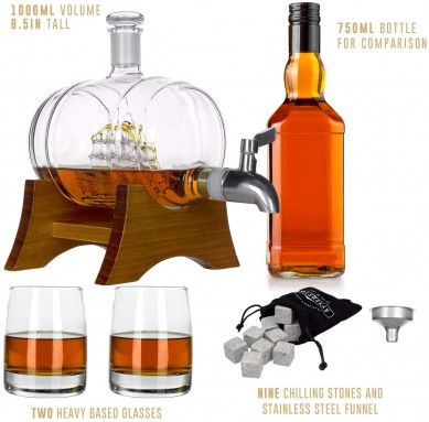 Whiskey Decanter Stainless Steel Dispenser Funnel Whiskey Glasses Custom Whiskey Stone Set