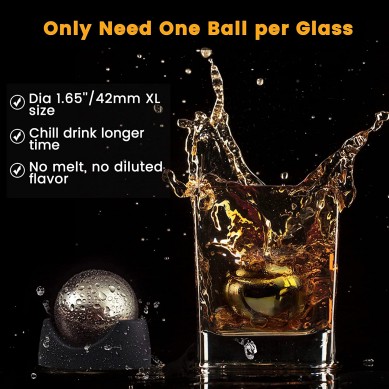 Amazon stainless Stoked Whiskey Stone ice cube ball with ball tong whole set in luxury gift box