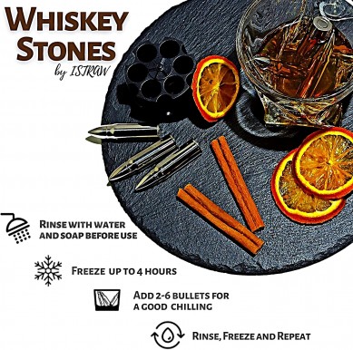 Metal Whiskey Stones Gift Set for Men  Bullet Whiskey Stone Bullet Ice Cube For Whiskey Chillers