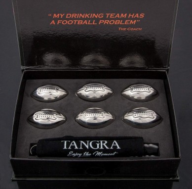 Whisky Stones Stainless Steel Footballs Set in Luxury Box Reusable Chilling Rocks