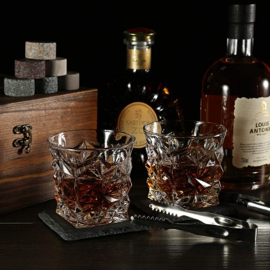 Whiskey Glass Set Granite Chilling Whiskey Rocks Scotch Bourbon Whiskey Glass Gift Box Set