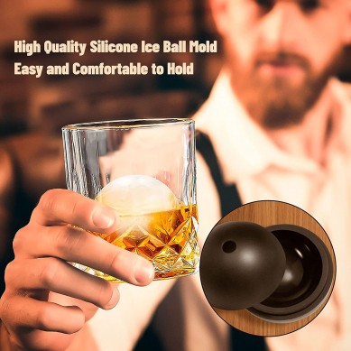 Whiskey Rocks Glass Crystal Bourbon Glasses Round Big Ice Ball Molds Old Fashioned Glasses for Scotch Cocktail Unique Gifts for Men