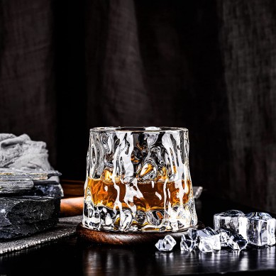 Crystal Whiskey Glasses Big Size Rotatable Drinking Bourbon Glasses Tumbler For Scotch  Cocktails, Coffee  Father’s Day Gift