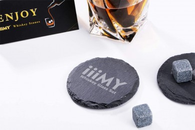 2021 Whiskey Stones Twist Whiskey Glass Slate Drink Coaster wine Gift