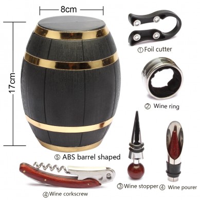 SHUNSTONE Hot Sale Wine Barrel Shaped Wine Accessories Gift Set Wine Opener Corkscrew