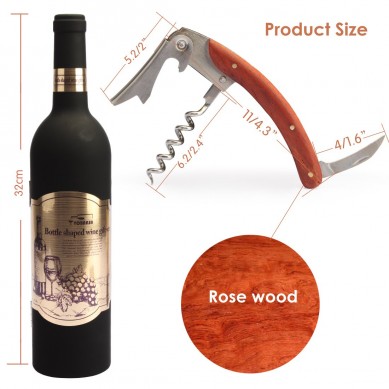 SHUNSTONE Hot sale bottle shaped 5 pieces wine accessories gift set wine opener wine stopper set