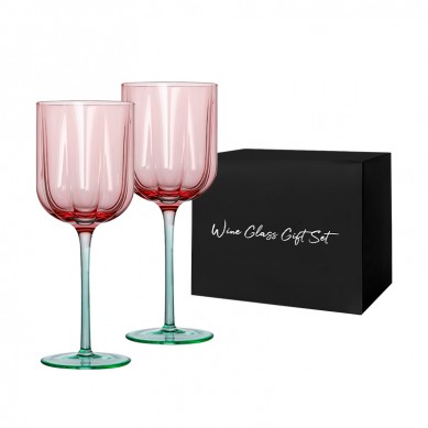 SHUNSTONE Premium Crystal Flower Shaped Burgundy Wine Glass Gift Set for Ladies Birthday Valentine’s Day Wedding Party