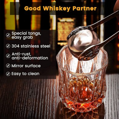 Amazon stainless Stoked Whiskey Stone ice cube ball with ball tong whole set in luxury gift box