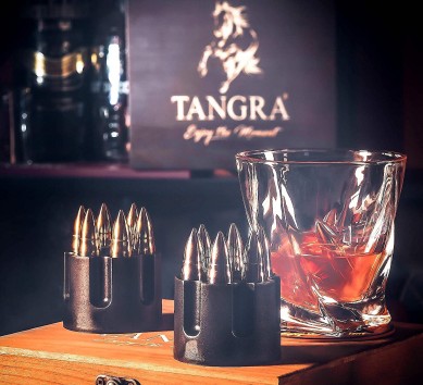 Stainles steel bullet Whiskey Stones Gift Set custom ice cube stone gift set by wooden box
