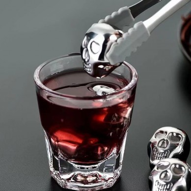 Metal skull shape Whiskey Whisky Stones stainless steel whiskey stone special wine gift