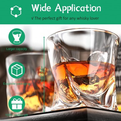 Twisted Whiskey Glass stainless Whisky Rocks Cooling Stone 8pcs Bourbon Glass for men gift
