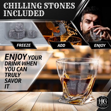 Premium Whiskey Decanter Set Liquor Glasses Men Gift Cooling Whisky Stones