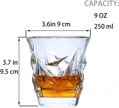 Crystal Whiskey Glass Lead Free Set of 4 Tasting Tumblers for Drinking