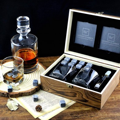 Whiskey Stones Bourbon Glasses Gift Box Drinking Stones wine gift for Father’s Day