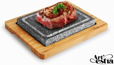 Cooking Stones Double steak Stones yn ien Sizzling Hot Stone Set foar koken