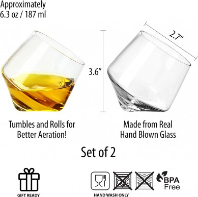 Rolling Whiskey Glasses Stemless wine Glasses Perfect gift for wine lover