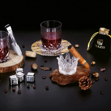 Acero inoxidable Whisky Stones Whisky Glass Whisky Bourbon Wine Gift Set para hombres